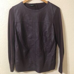 Akris Deep Purple Lightweight Sweater in Lamb Leather, Silk, Cashmere Size 10